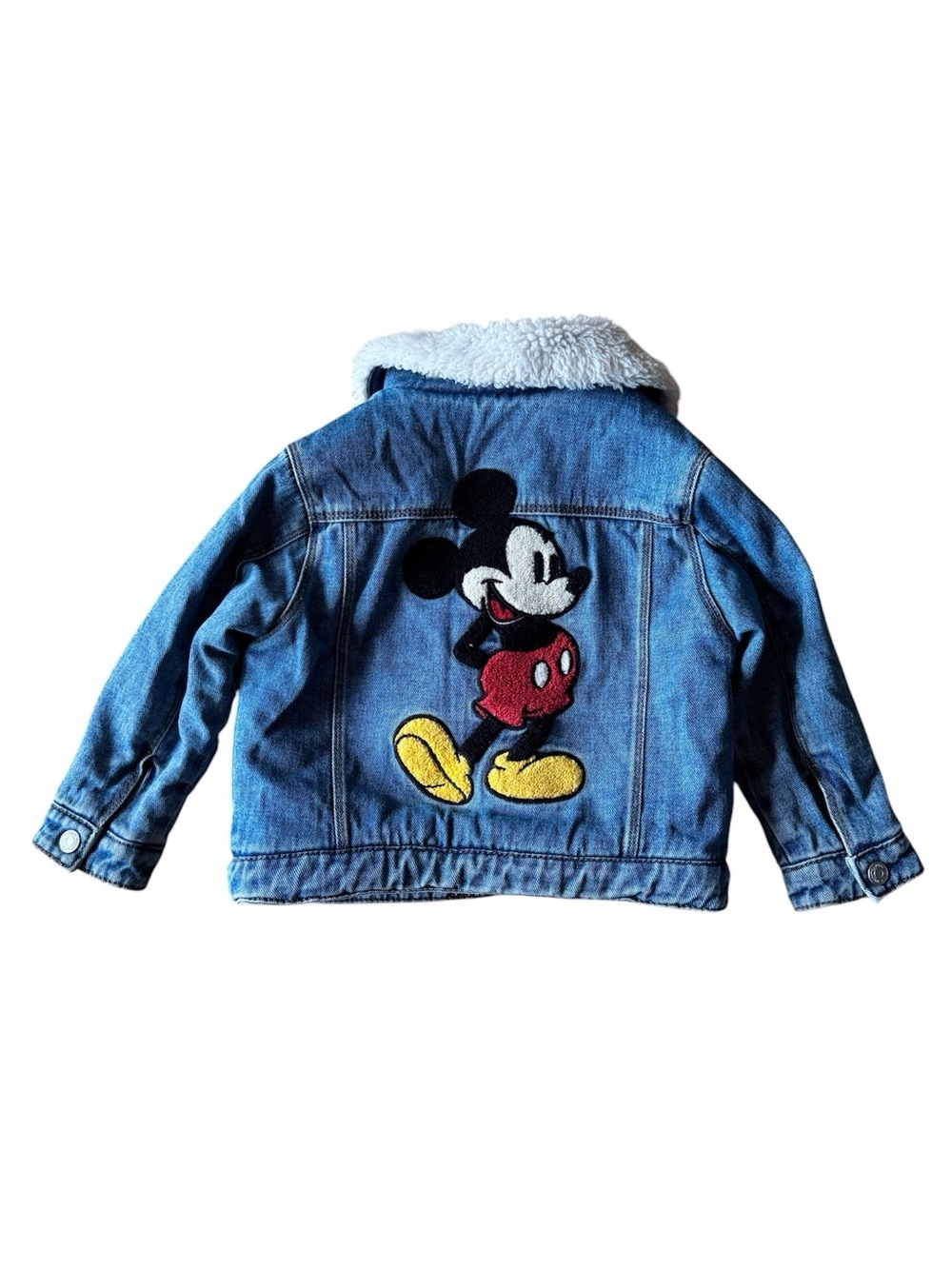 Zara Kids Mickey Mouse Disney Jacket Denim Faux Shearling Snap Closure